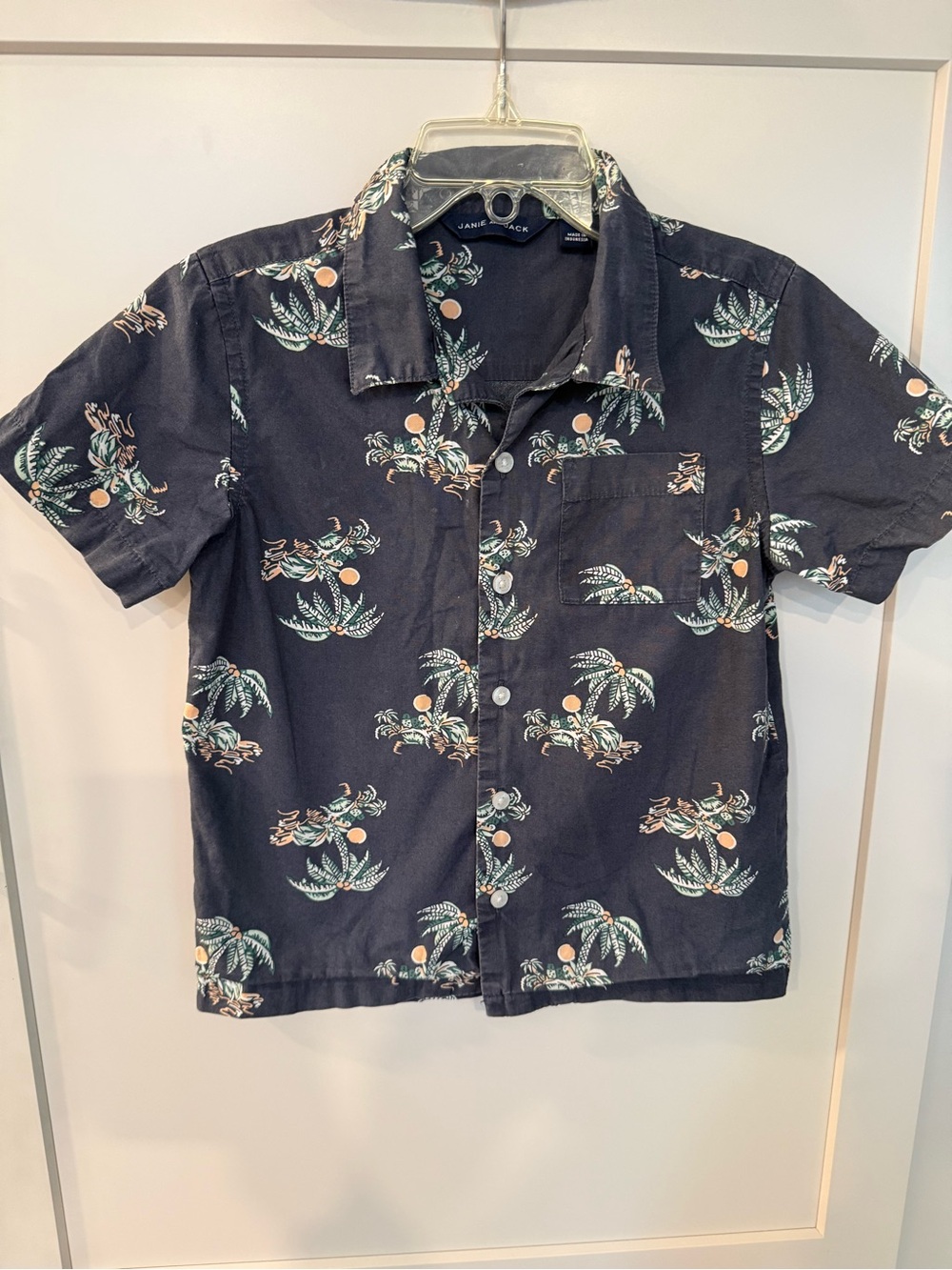 Janie & Jack 4T Tropical Print Short-Sleeve Shirt